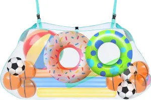 Pool Floats Storage Bag, Foldable Swimming Pool Hanging Mesh Organizer for Balls,Floats,Water Inflatable Toys and Other Pool Accessories