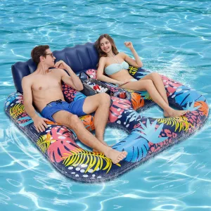 Pool Floats with Insulated Ice Pack, PUPPYUWILL Double Adults Pool Lounge Chairs, 71"X61" Ultra Size, Multi-Purpose Inflatable Pool Toys for Pool Party, Beach, Lake, River, Sea, Outdoor