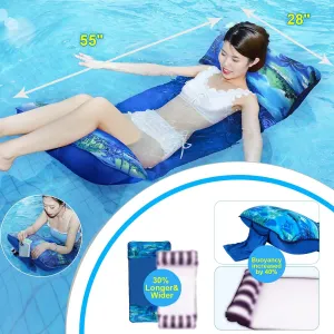 Pool Hammock，XL Hammock Floats for Adults,Inflatable Lake Float Swimming Pool Lounger, Fabric Mesh Floating Heavy Duty up to 300 LBS, 5-in-1 Multi-Purpose Pool Floating Toys Vacation Fun and Rest