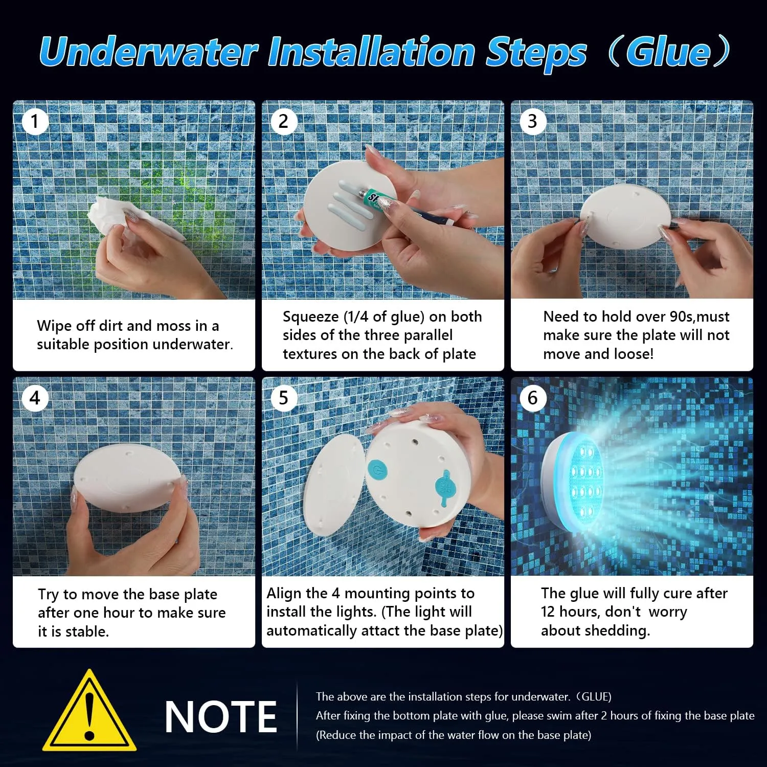 Pool Lights, Rechargeable Submersible LED Lights, IP68 Waterproof Underwater Light, 16 Color Changing Floating Lights with Remote, Magnets, for Bathtub,Pond,Party-6 Pack