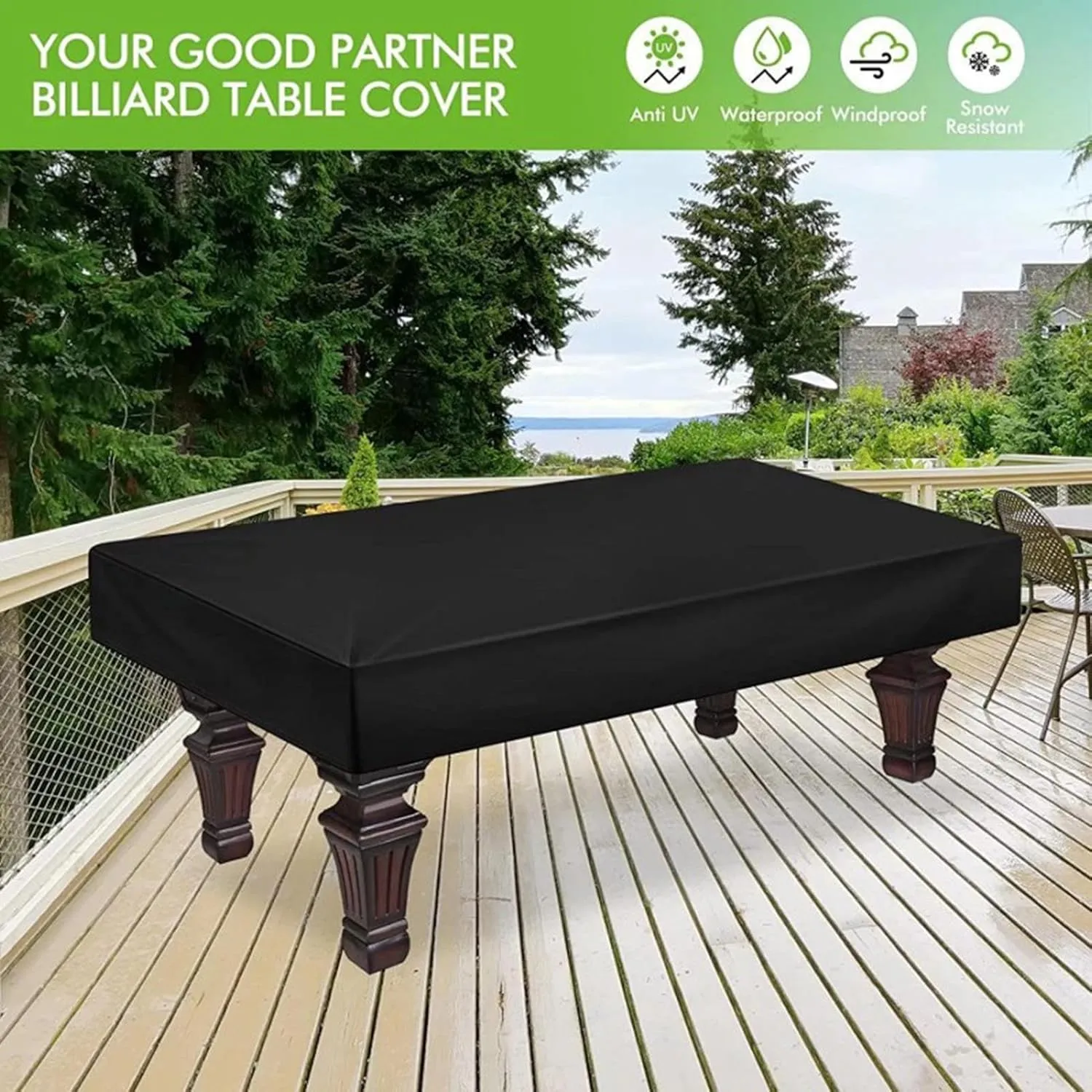 Pool Table Cover 7 Feet, Waterproof, Windproof, Anti-UV, Heavy Duty Rip Proof 210D Oxford Fabric Billiard Pool Table Cover