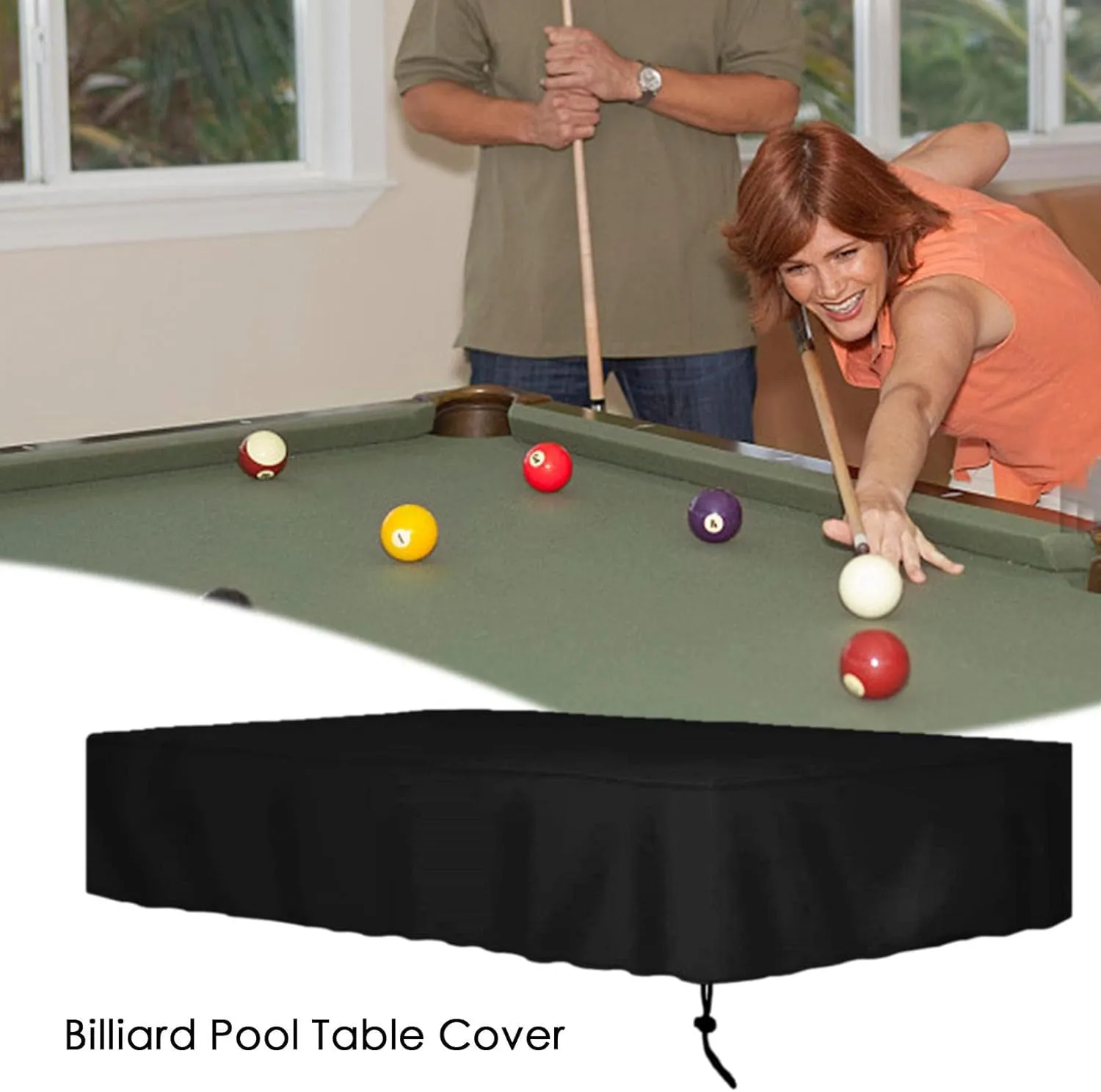 Pool Table Cover 7 Feet, Waterproof, Windproof, Anti-UV, Heavy Duty Rip Proof 210D Oxford Fabric Billiard Pool Table Cover