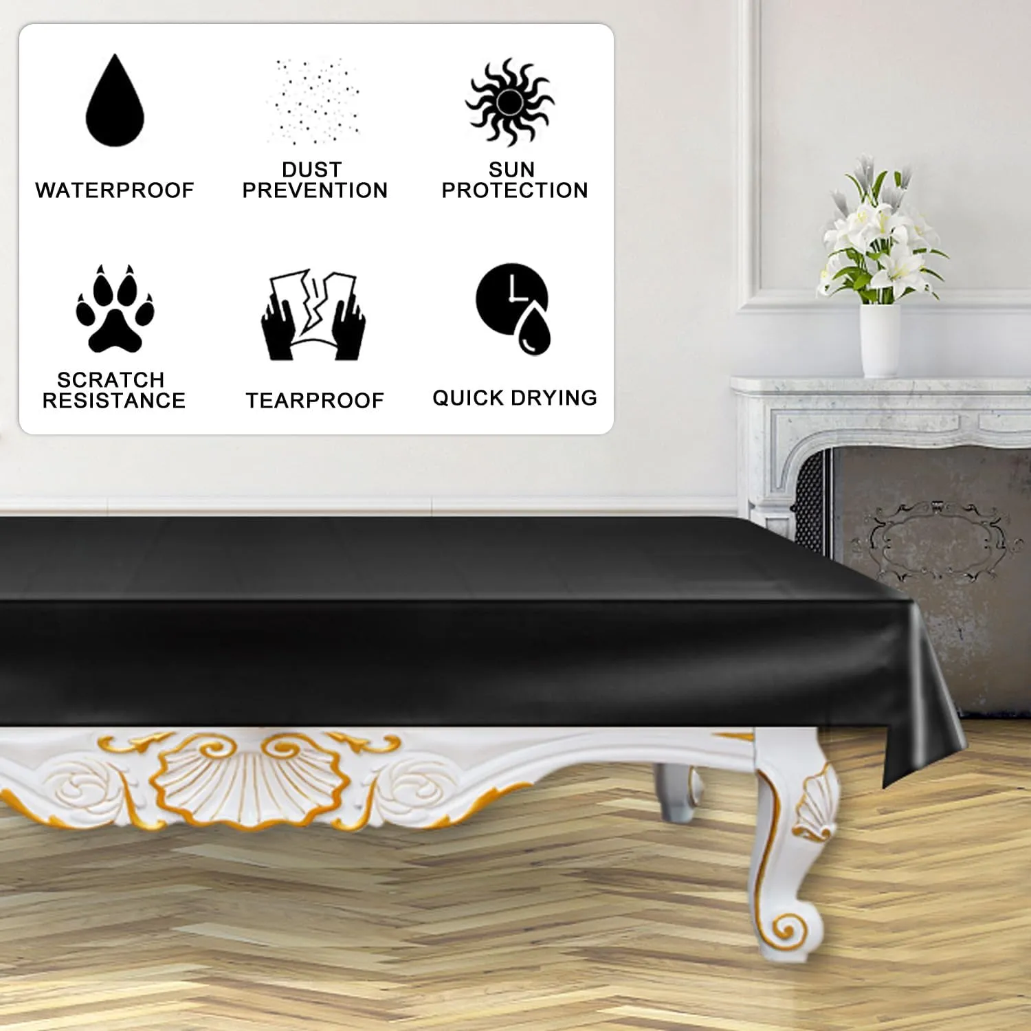 Pool Table Cover PVC Waterproof Dustproof for 7/8/9 Ft Billiard/Pool Table ,Black,8 Feet