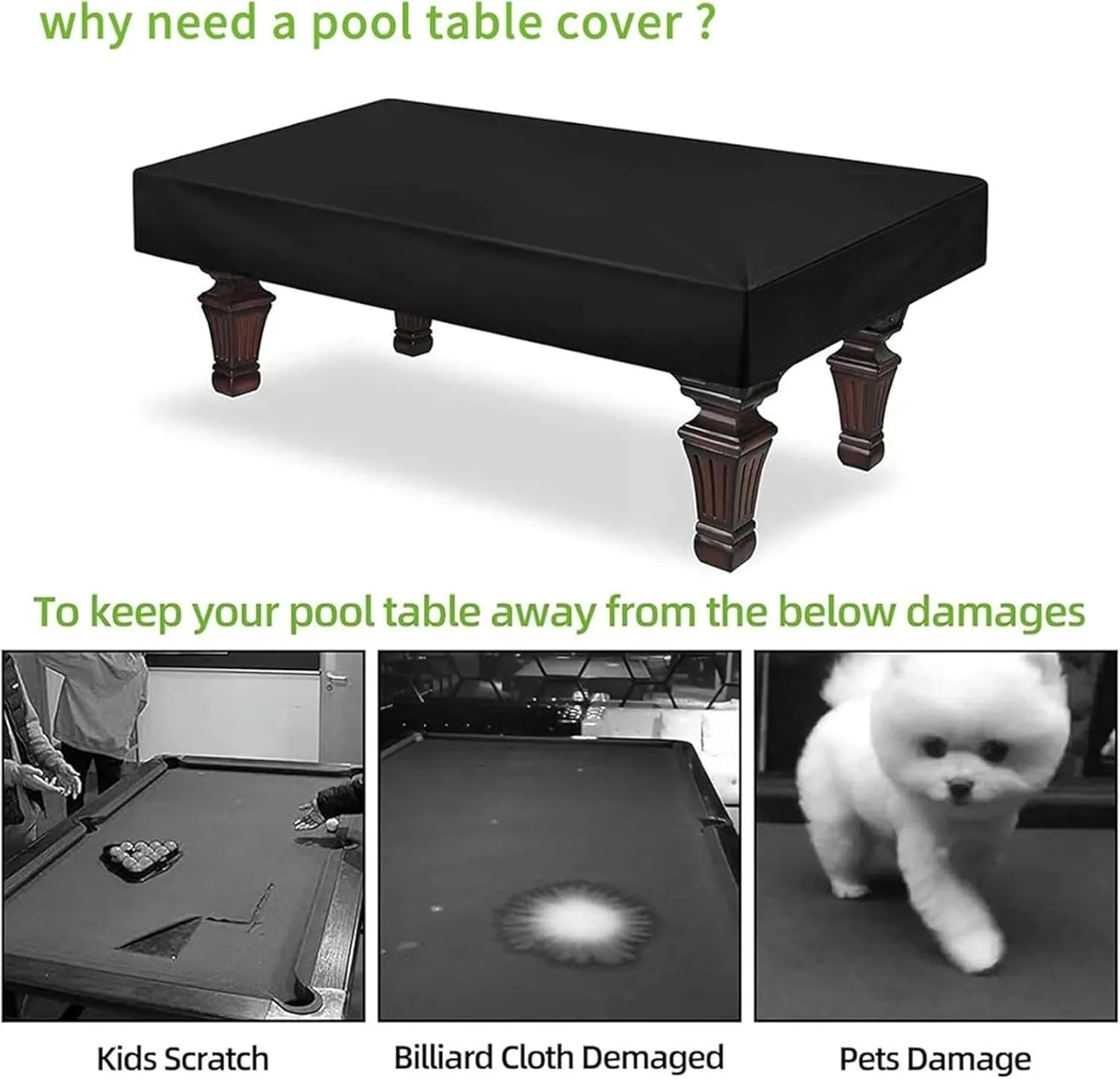 Pool Table Waterproof, Waterproof, Windproof, Anti-UV, Heavy Duty Rip Proof 210D Oxford Fabric Billiard Snooker Table Cover, Garden Furniture Cover