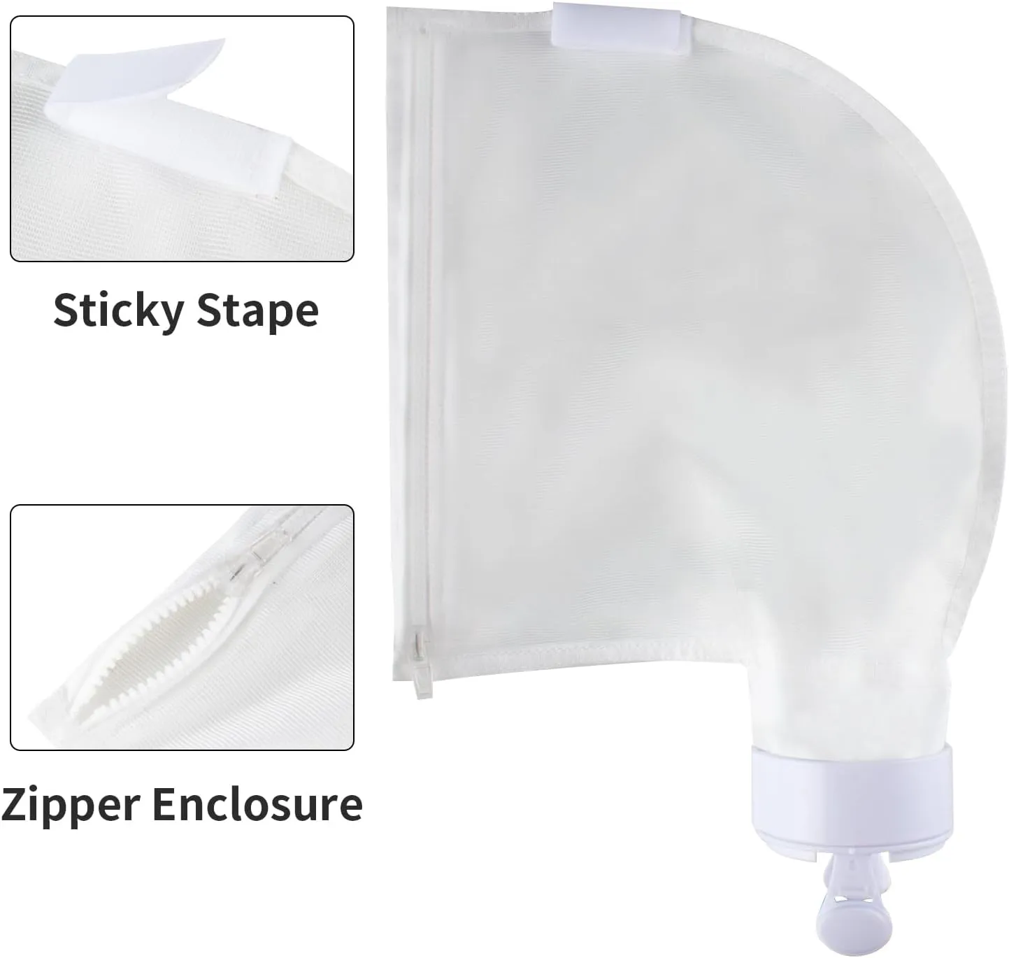 Pool Vacuum Cleaner Bags for Polaris 280/480 with Zipper, All Purpose Pool Debris Replacement Bag (2, White)