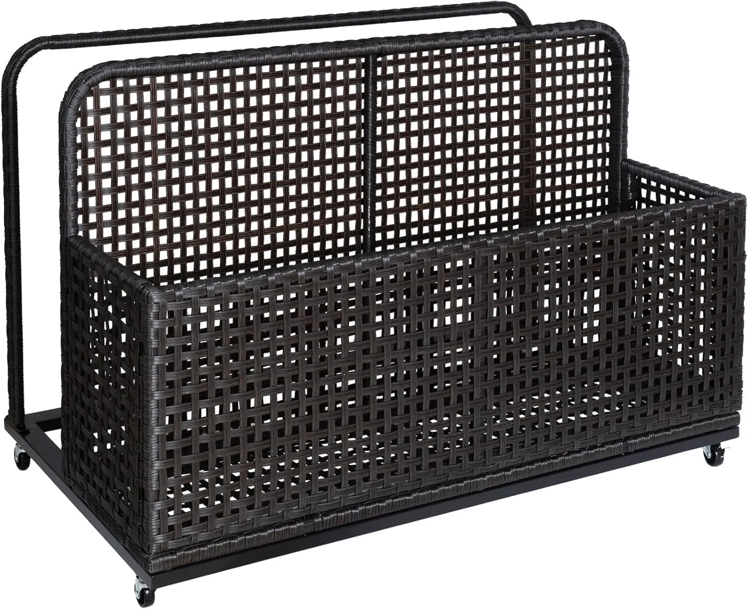 Poolside Float Storage, Outdoor Storage, PE Rattan Outdoor Pool Caddy With Rolling Wheels, Patio Deck Boxes, Storage Box, Pool, Beach-Sturdy,Dark Brown