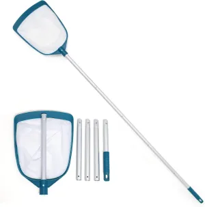 POOLWHALE Upgrades Swimming Pool Telescopic Leaf Net Skimmer Rake with Adjustable Aluminum Pole and Nylon Medium Fine Mesh for Cleaning Swimming Pools, Hot Tubs, Spas and Fountains