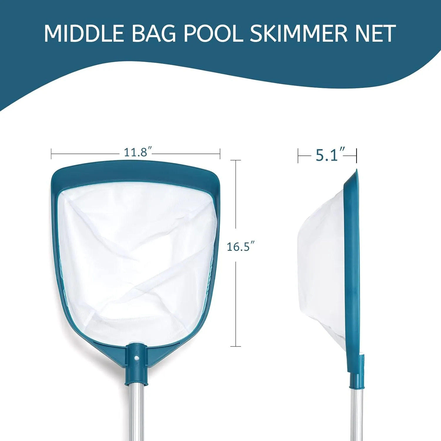 POOLWHALE Upgrades Swimming Pool Telescopic Leaf Net Skimmer Rake with Adjustable Aluminum Pole and Nylon Medium Fine Mesh for Cleaning Swimming Pools, Hot Tubs, Spas and Fountains