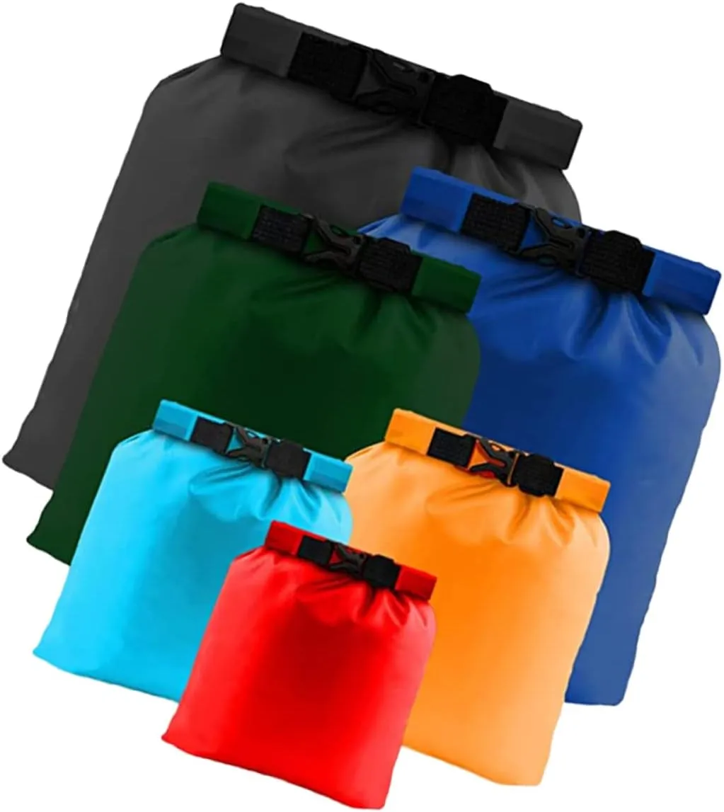 POPETPOP Lightweight Dry Bags Waterproof for Backpacking 6pcs Set for Outdoor Drafting Sturdy Tear-resistant Pouches