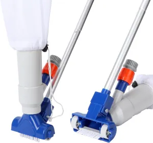 Portable Pool Vacuum Upgraded Handheld Pool Cleaner for Above Ground Pool with Wheels Brush Fine Mesh Bag Portable Pool Vacuum Jet Underwater Cleaner