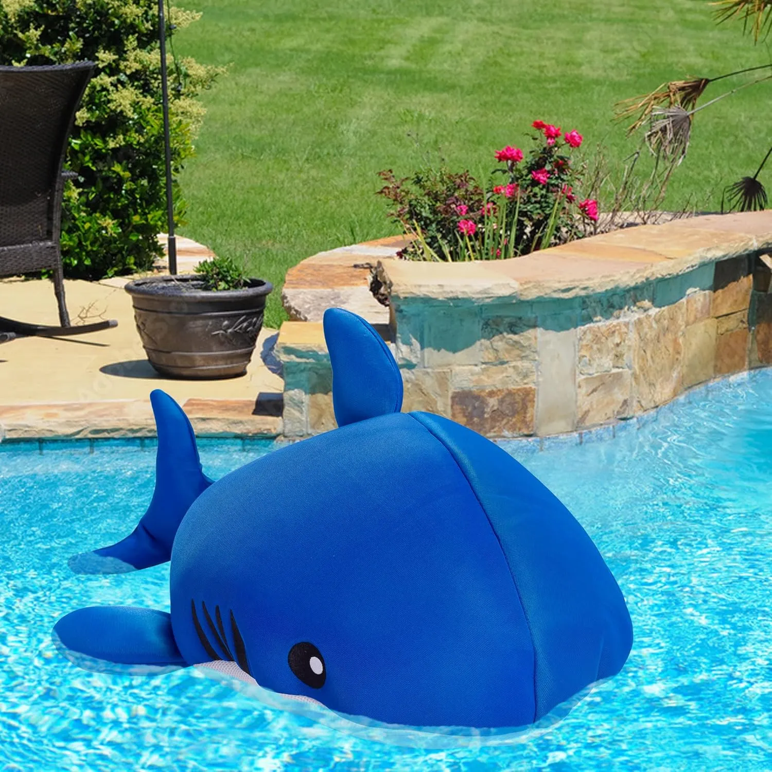 Posh Creations Whale Shark Pool Noodle and Float with EPS for Kids, Non-Inflatable Fun for Jumping, Lounging and Riding in The Pool for Kids Teens and Adults Mesh Pool Float - Extra Large Whale Shark