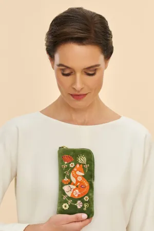 Powder Velvet Embroidered Glasses Pouch - Scandinavian Fox