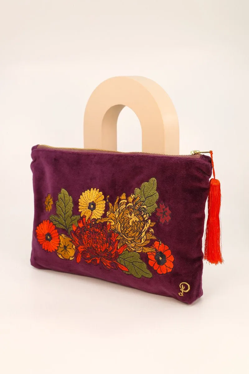 Powder Vintage Flora Velvet Zip Pouch
