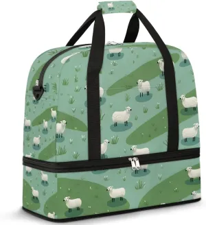 Prairie Sheep Travel Duffel Bag for Women Men Weekender Overnight Bag with Shoe Compartment Foldable Sports Gym Luggage Bag