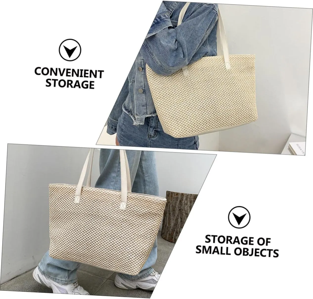 PRETYZOOM 1pc Handbag Toilettree Bag Makeup Bundles Straw Shoulder Bag Large Capacity Tote Bag Purses for Women