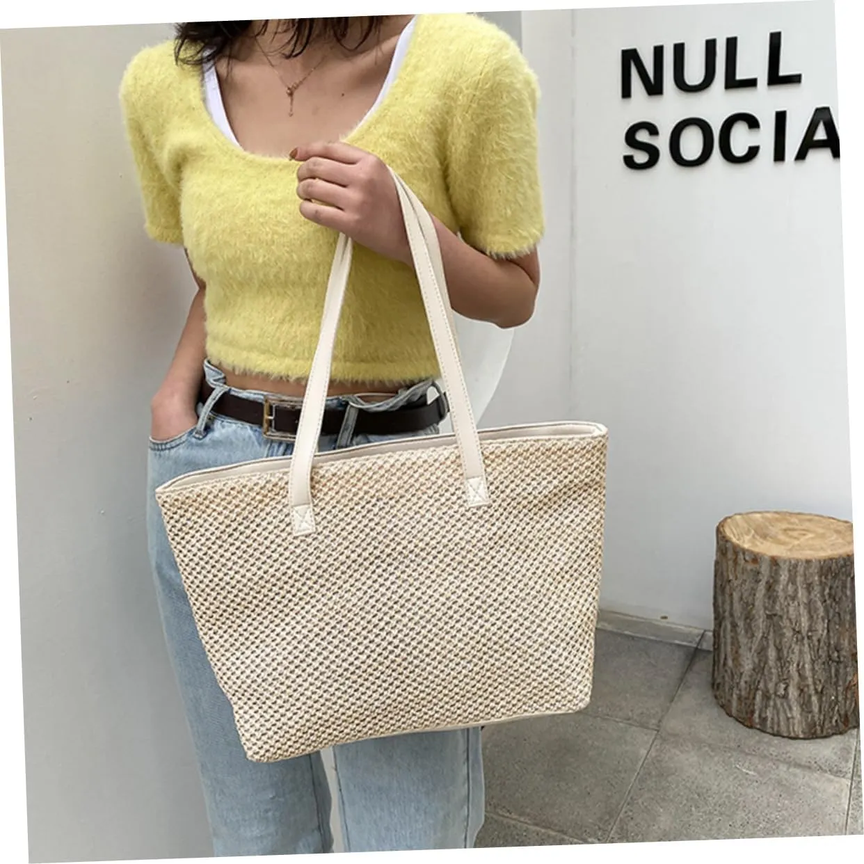PRETYZOOM 1pc Handbag Toilettree Bag Makeup Bundles Straw Shoulder Bag Large Capacity Tote Bag Purses for Women