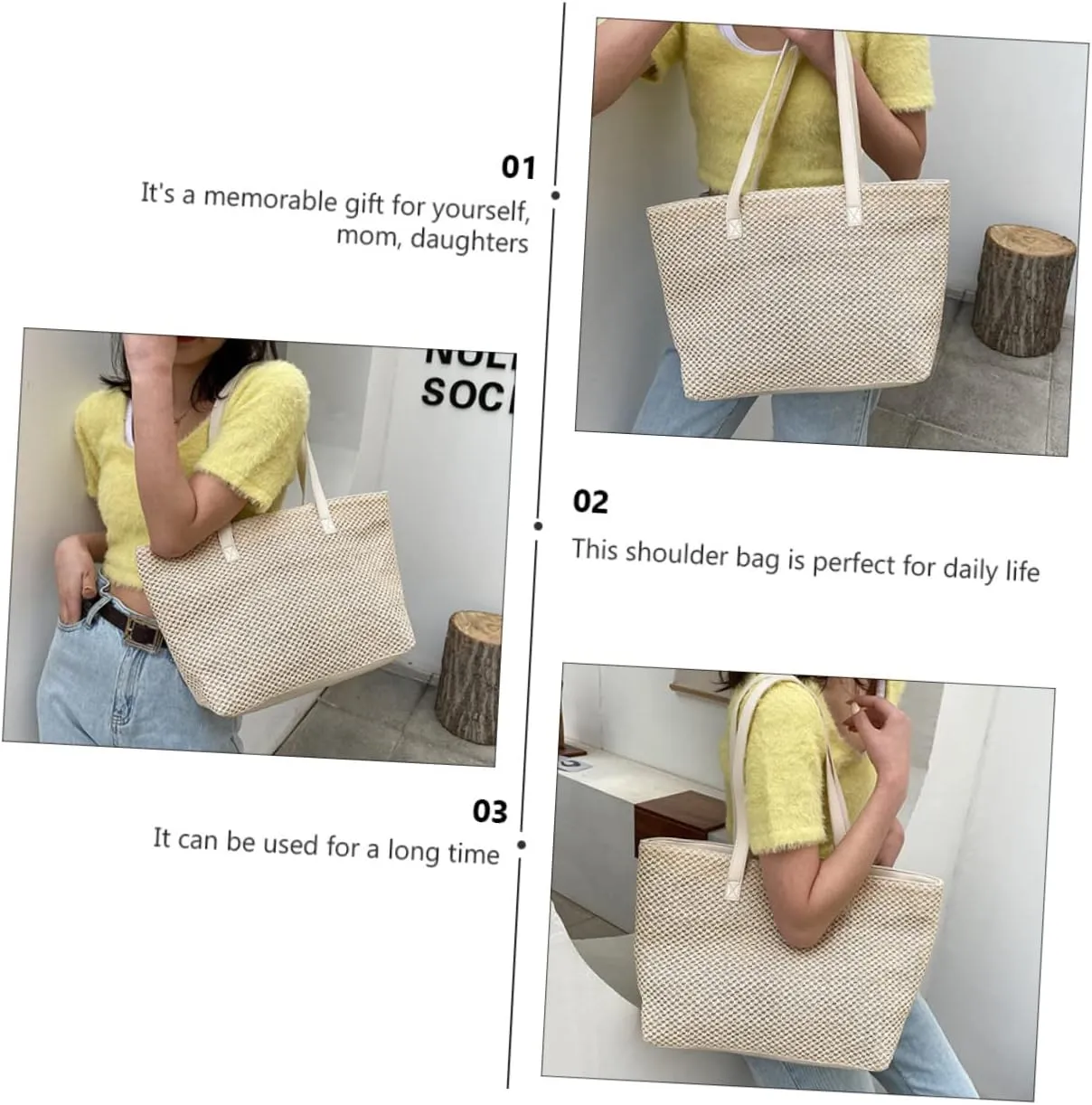 PRETYZOOM 1pc Handbag Toilettree Bag Makeup Bundles Straw Shoulder Bag Large Capacity Tote Bag Purses for Women