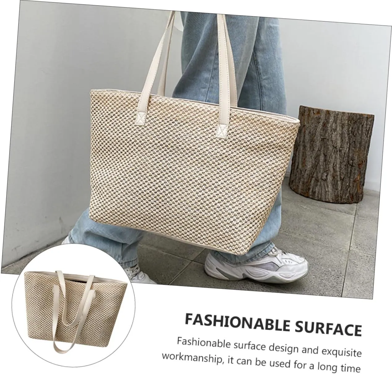 PRETYZOOM 1pc Handbag Toilettree Bag Makeup Bundles Straw Shoulder Bag Large Capacity Tote Bag Purses for Women