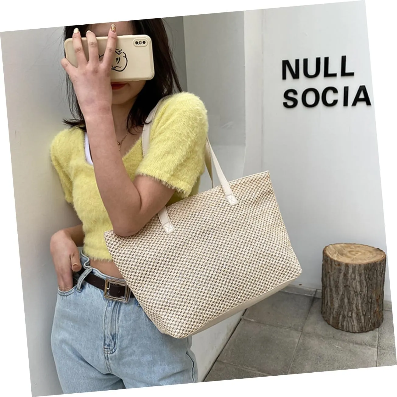 PRETYZOOM 1pc Handbag Toilettree Bag Makeup Bundles Straw Shoulder Bag Large Capacity Tote Bag Purses for Women