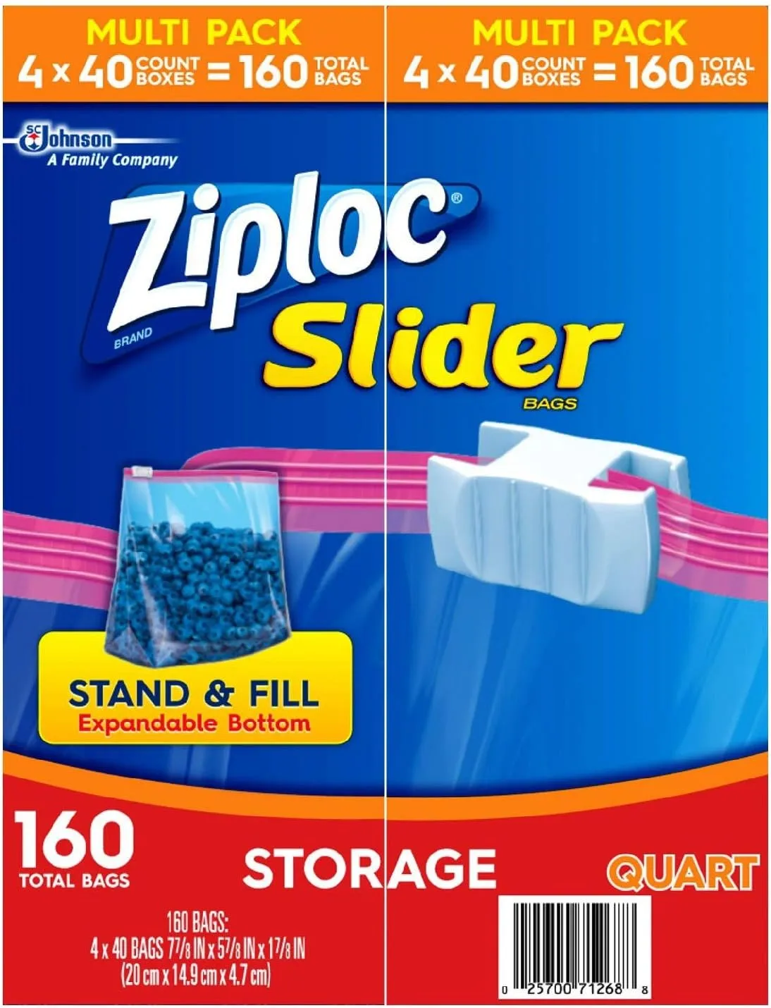 Product of Ziploc Slider Storage Bags, Quart Size, 160 ct. - Food Storage Bags & Containers [Bulk Savings]
