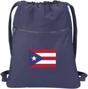 Puerto Rico Flag Drawstring Backpack RICH COTTON Puerto Rico Cinch Bag