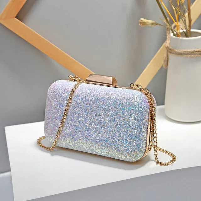 QIAOBAO Women Evening Bag Luxury Blue/Pink Wedding Party Bag Diamond Rhinestone Clutches Crystal Bling Gold Clutch Bag Purses