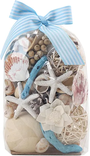 Qingbei Rina Potpourri Bags,Ocean Breeze Scented Potpourri Bowl Filler Dried Flower,Home Fragrance Sachet of Petal,Coastal Seashell Decor,12oz (Blue)