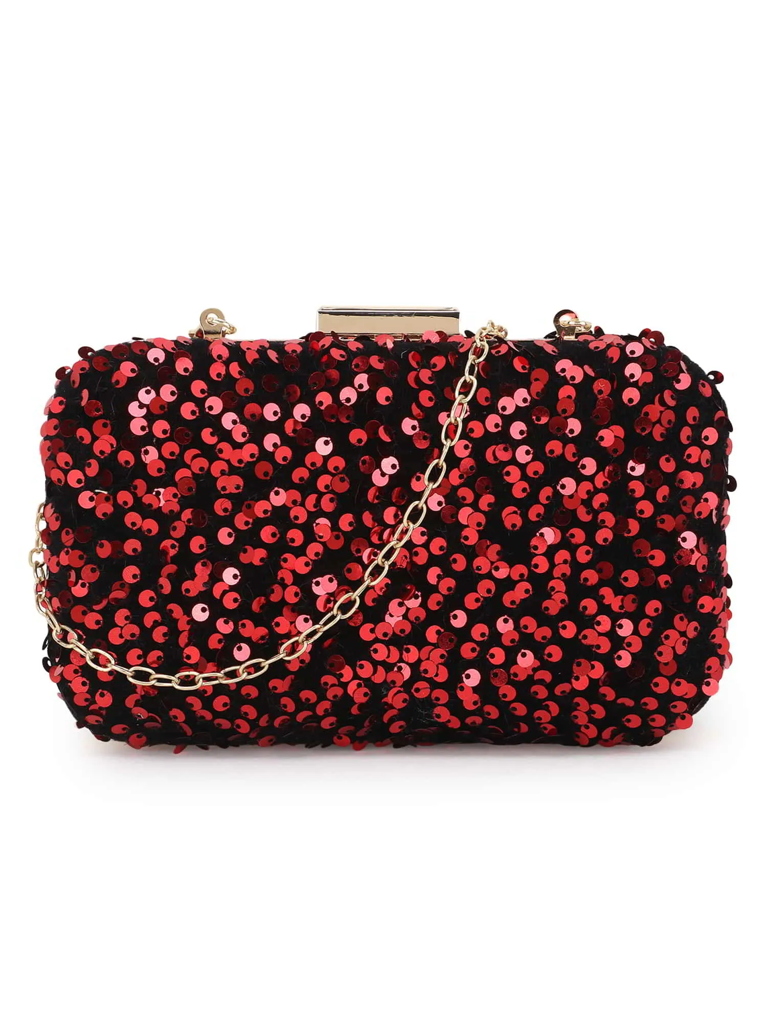 Quill Velvet Sequined Box Clutch