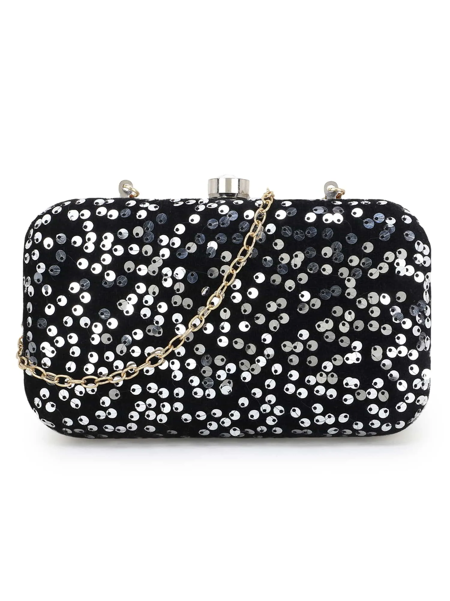 Quill Velvet Sequined Box Clutch