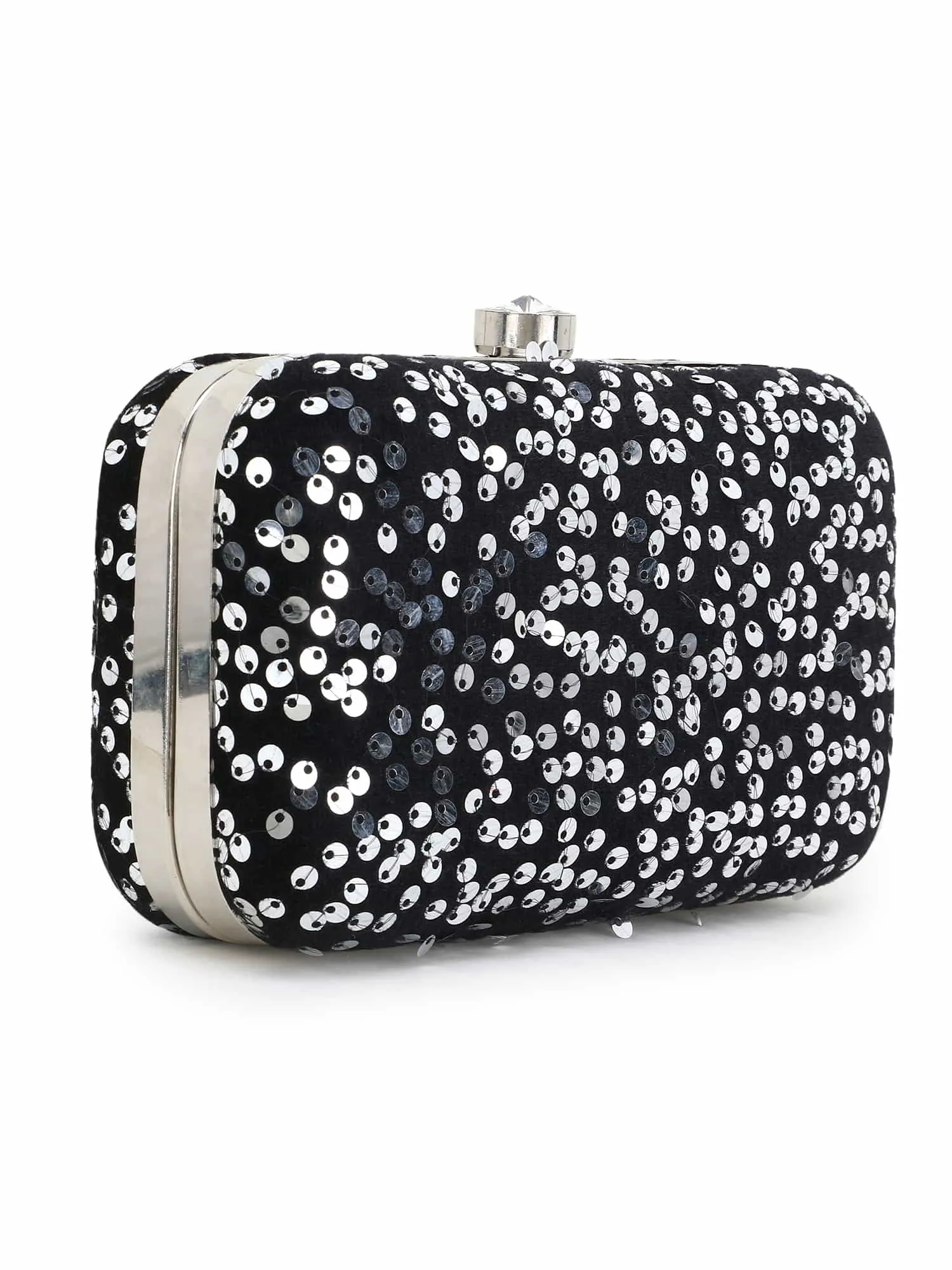 Quill Velvet Sequined Box Clutch
