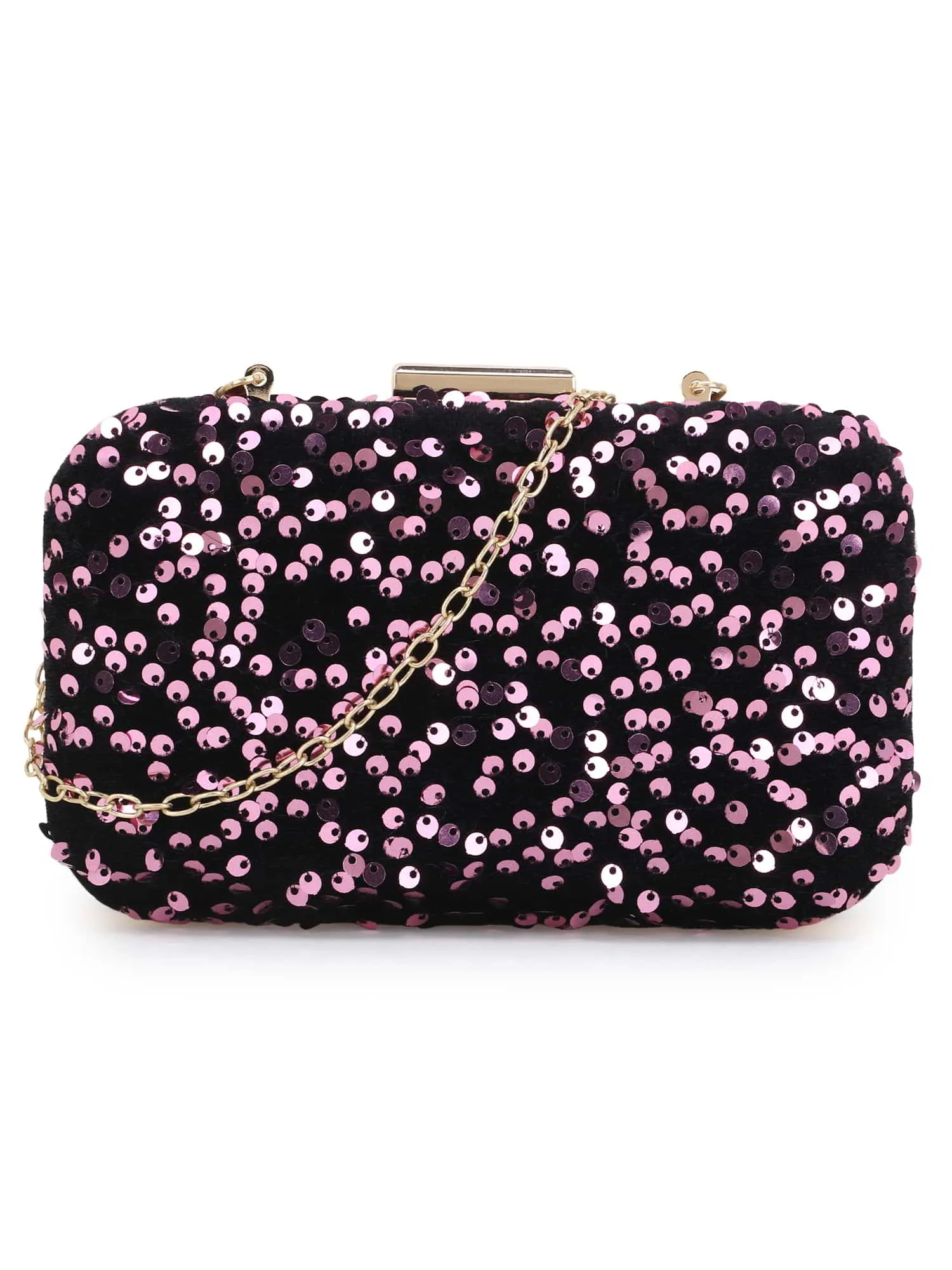 Quill Velvet Sequined Box Clutch