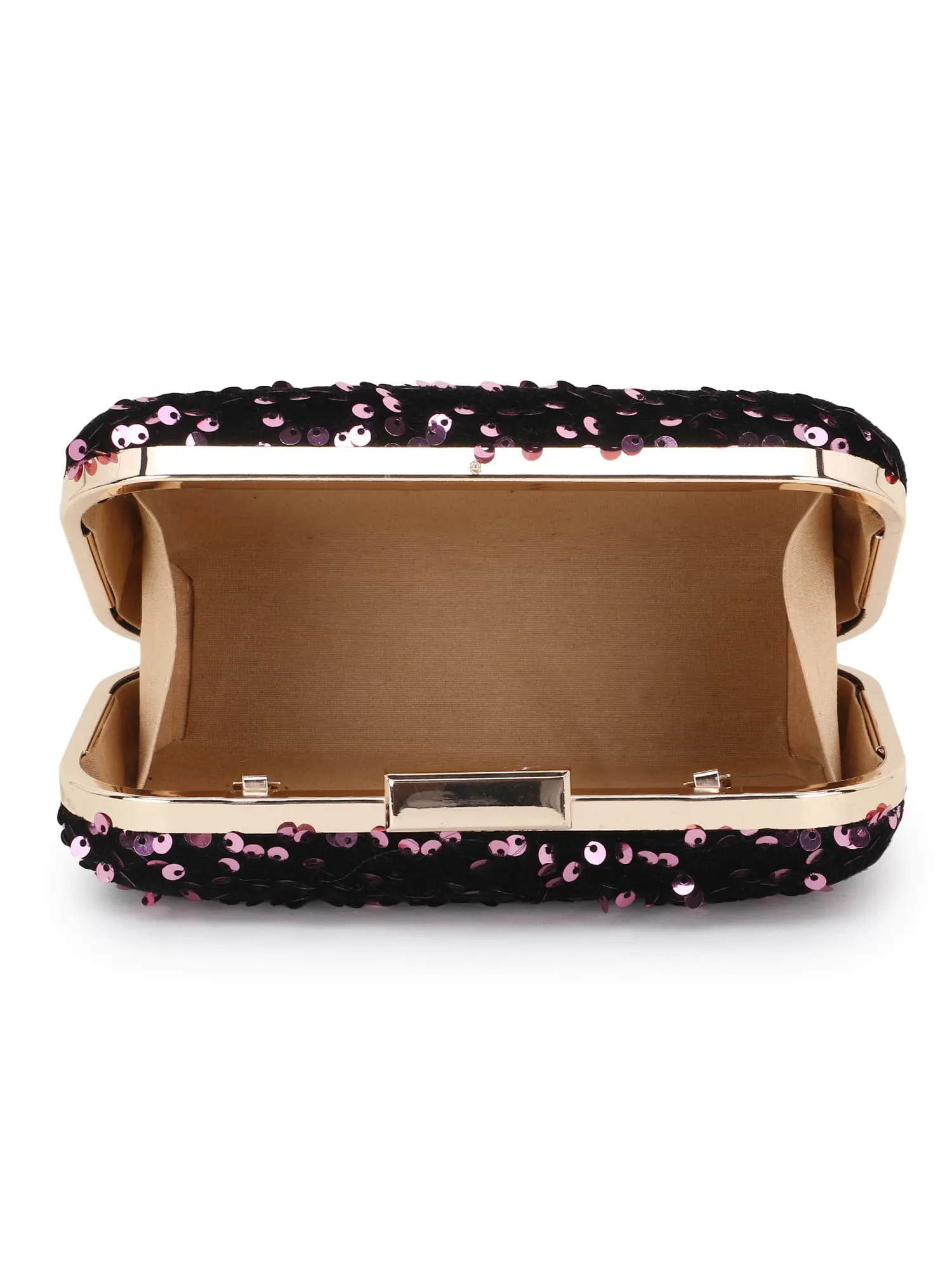 Quill Velvet Sequined Box Clutch