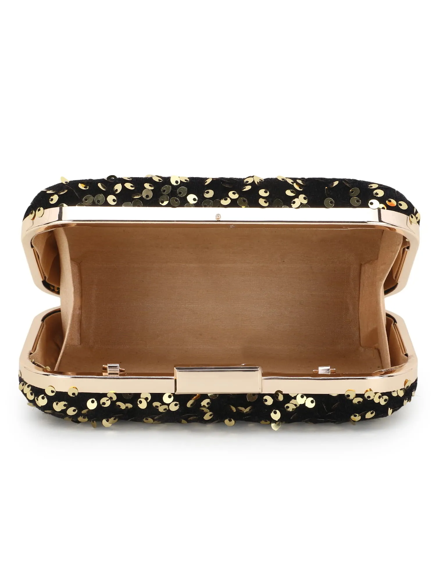 Quill Velvet Sequined Box Clutch
