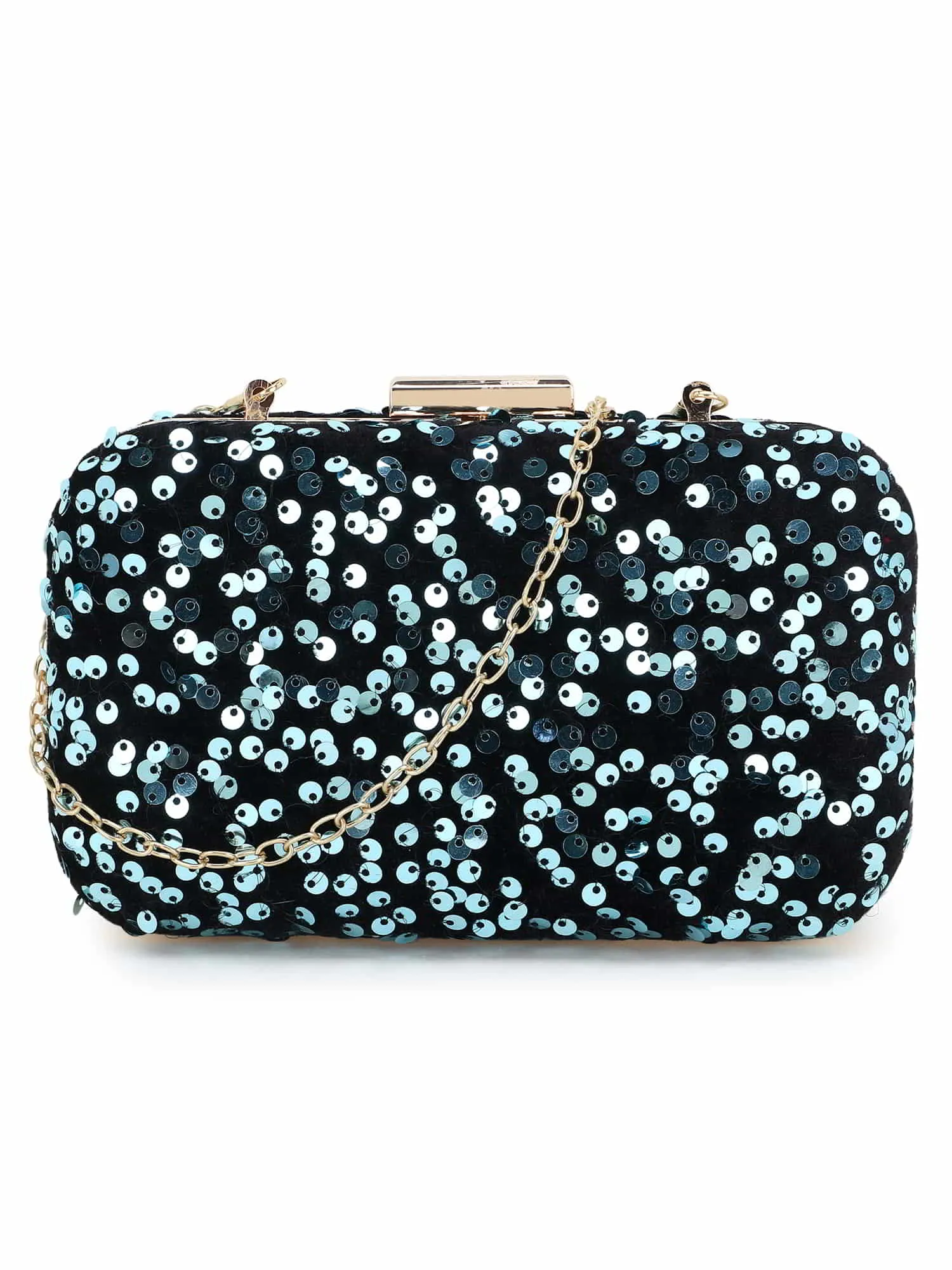 Quill Velvet Sequined Box Clutch