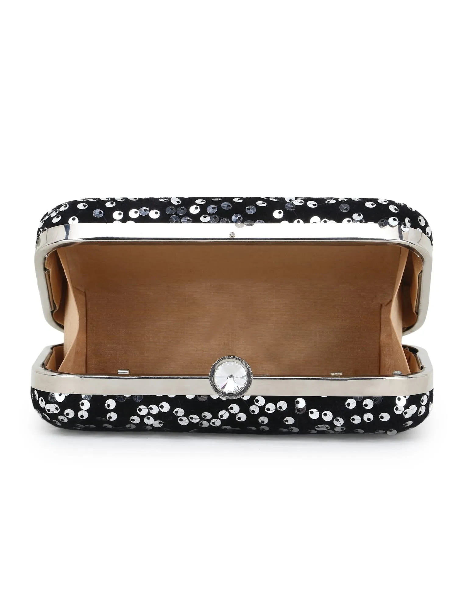 Quill Velvet Sequined Box Clutch