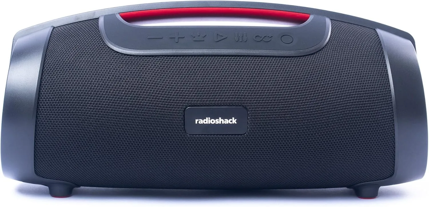 RadioShack IPX5 Waterproof Bluetooth Speaker with RGB Light, Black, 40W