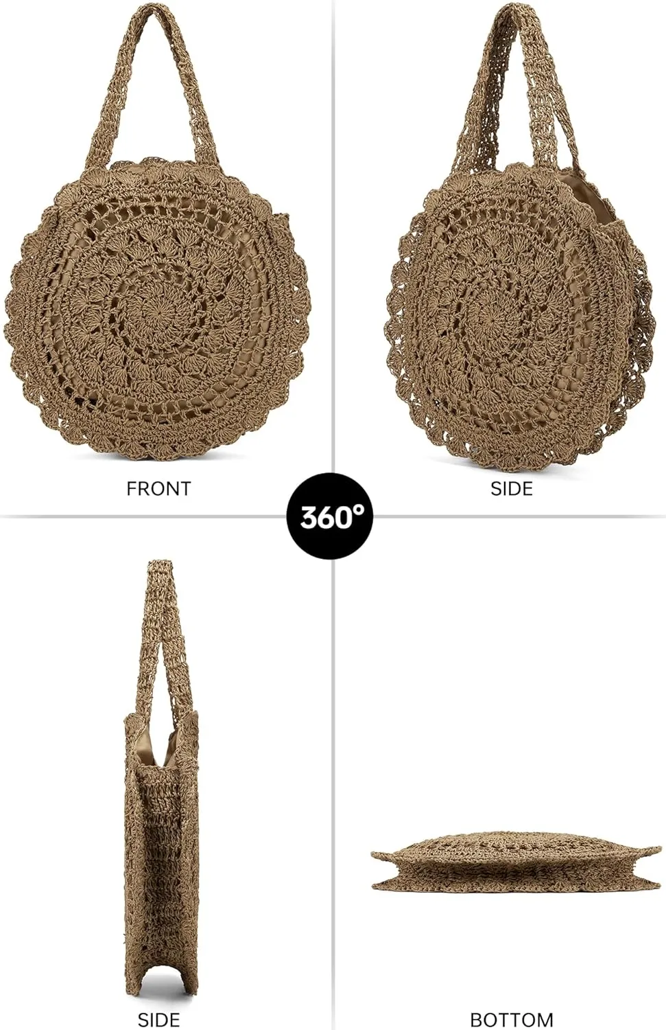 Raffia Bag Straw Bags for Women Large Beach Tote Woven Clutch Summer Bag Tote Bag for Women Rattan Wicker Purse