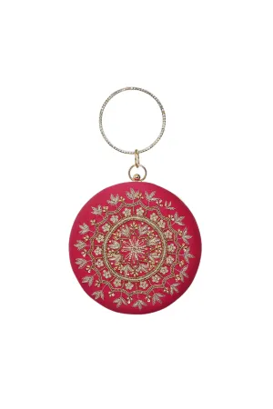 Rani Art Silk Embroidered Mosaic Round Clutch