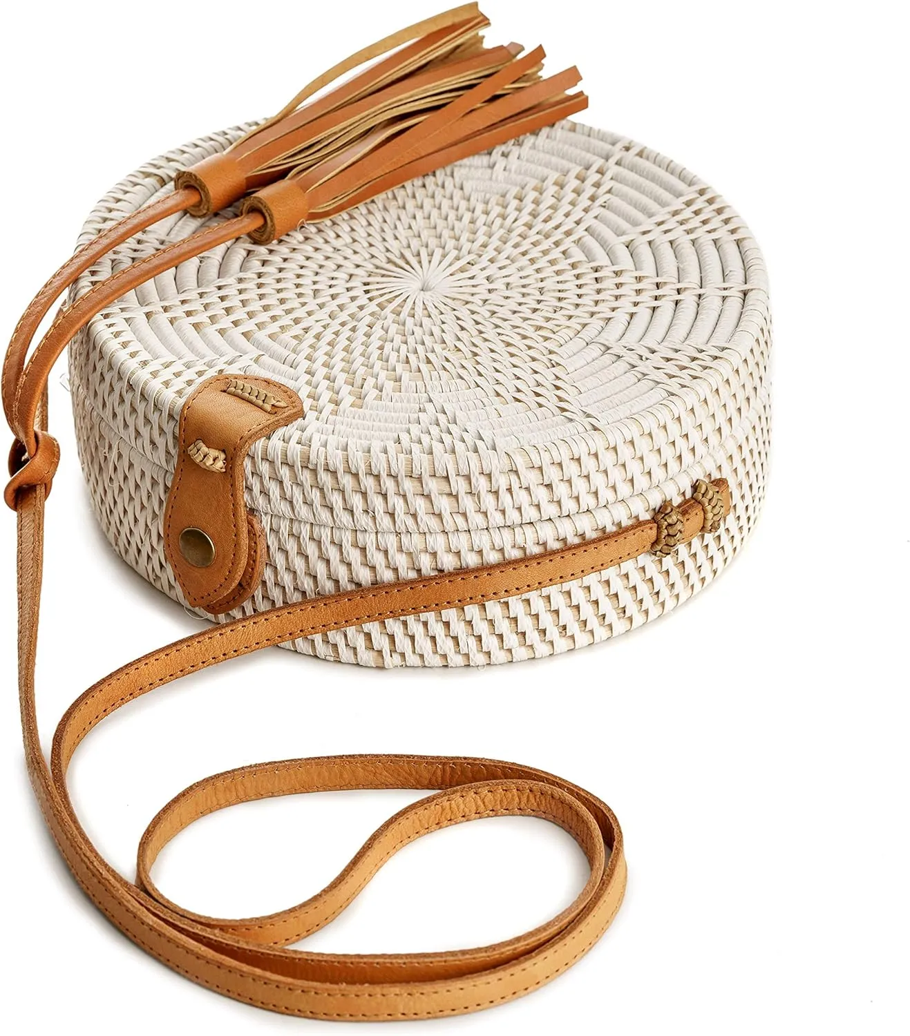 Rattan Bags for Women - Handmade Wicker Woven Purse Handbag Circle Boho Bag Bali …