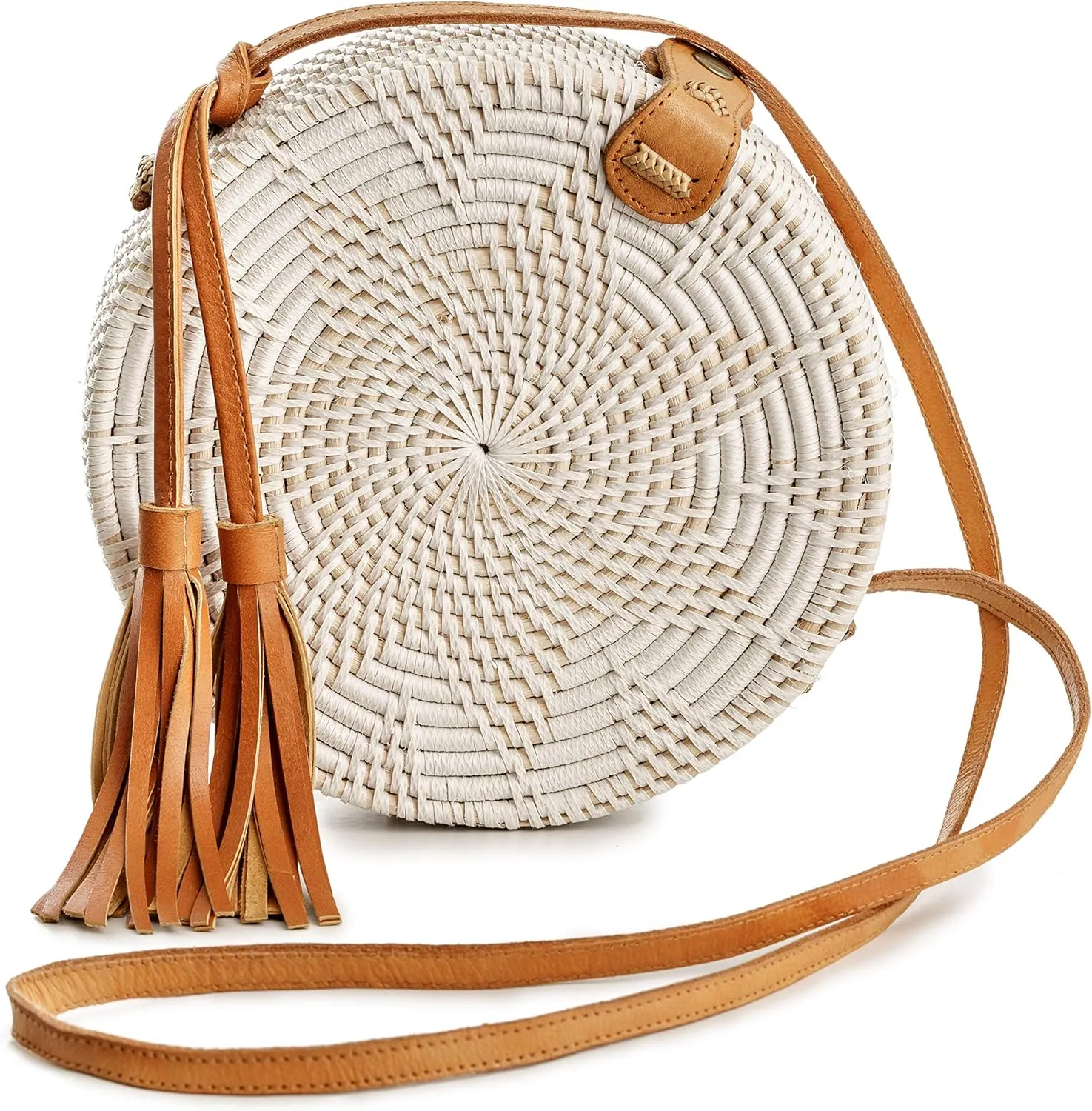 Rattan Bags for Women - Handmade Wicker Woven Purse Handbag Circle Boho Bag Bali …