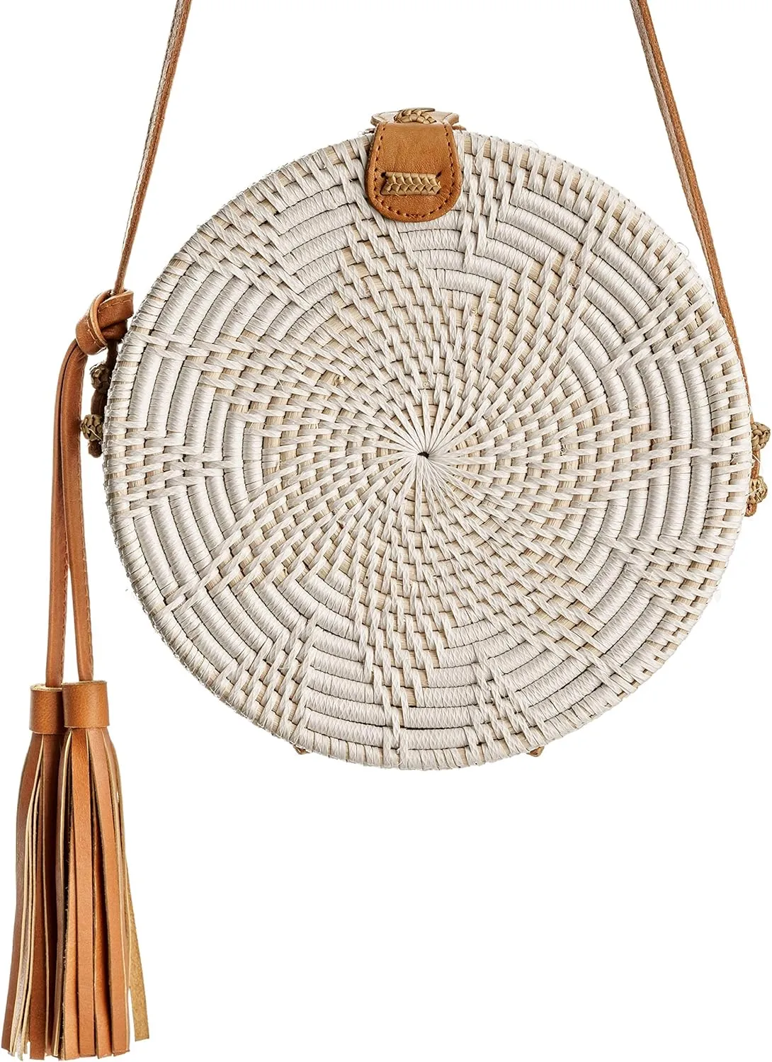 Rattan Bags for Women - Handmade Wicker Woven Purse Handbag Circle Boho Bag Bali …