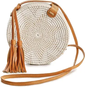 Rattan Bags for Women - Handmade Wicker Woven Purse Handbag Circle Boho Bag Bali …