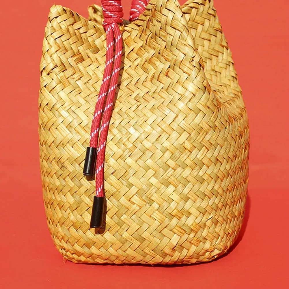Rattan Clutch Purse for Women 2025 Trendy Handbag Soft Handle Beach Evening Bag Wallet Bamboo Bucket Bag Party Prom