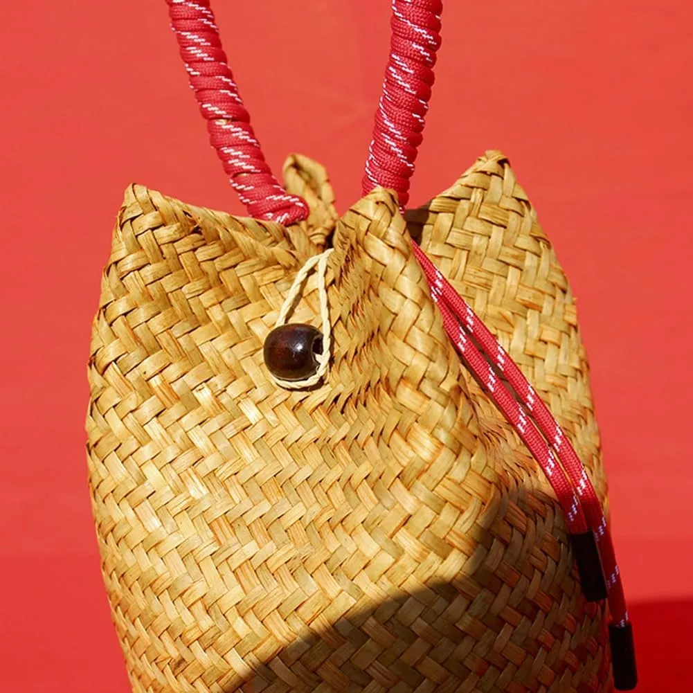 Rattan Clutch Purse for Women 2025 Trendy Handbag Soft Handle Beach Evening Bag Wallet Bamboo Bucket Bag Party Prom