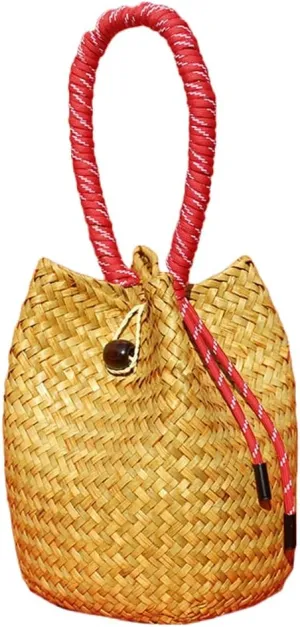 Rattan Clutch Purse for Women 2025 Trendy Handbag Soft Handle Beach Evening Bag Wallet Bamboo Bucket Bag Party Prom