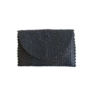 Rattan Envelope Clutch - Black