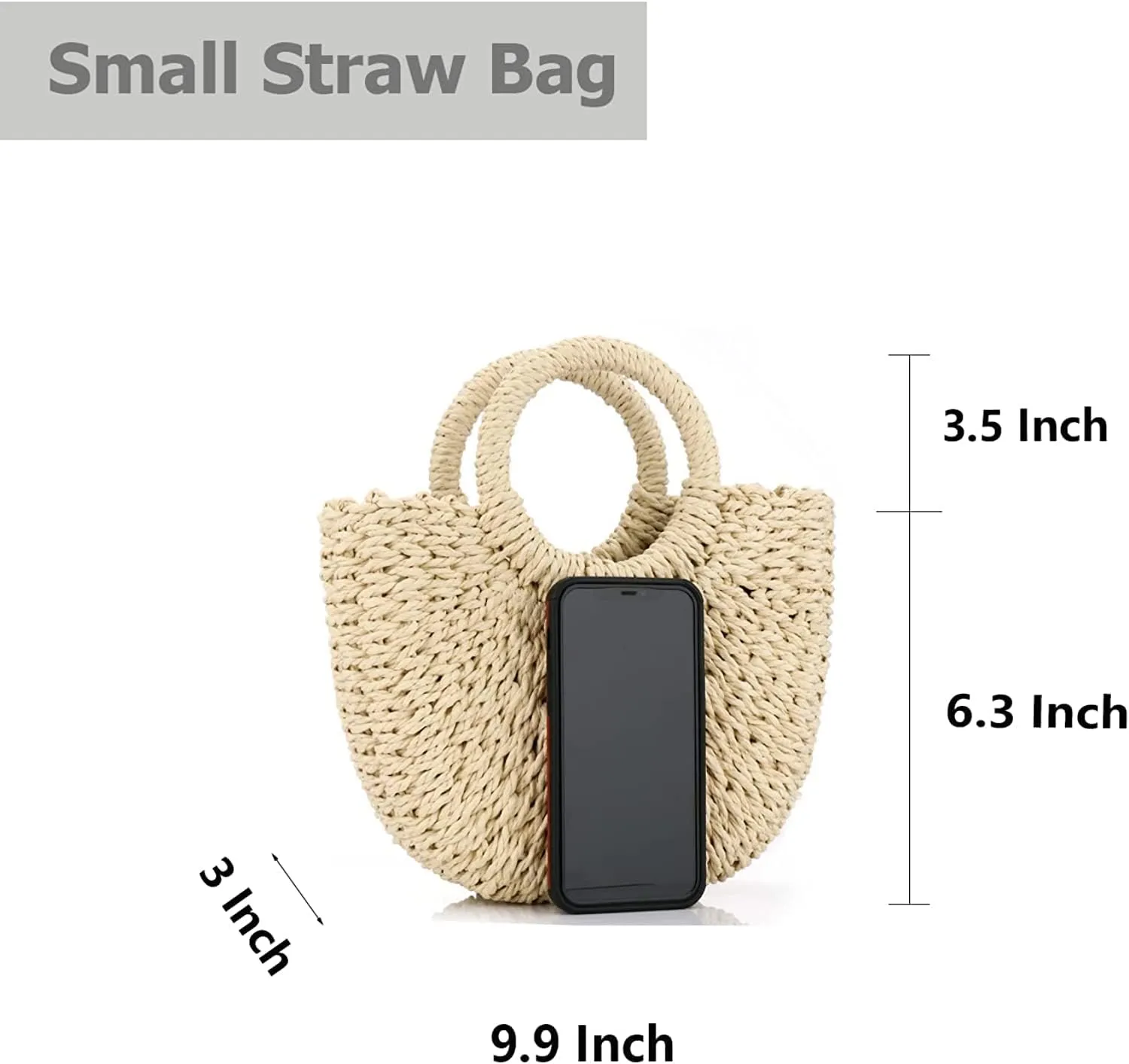 Rattan Handmade Straw Tote Handbag Beach Shoulder Bag Summer Beach Rattan Bag Straw Bag