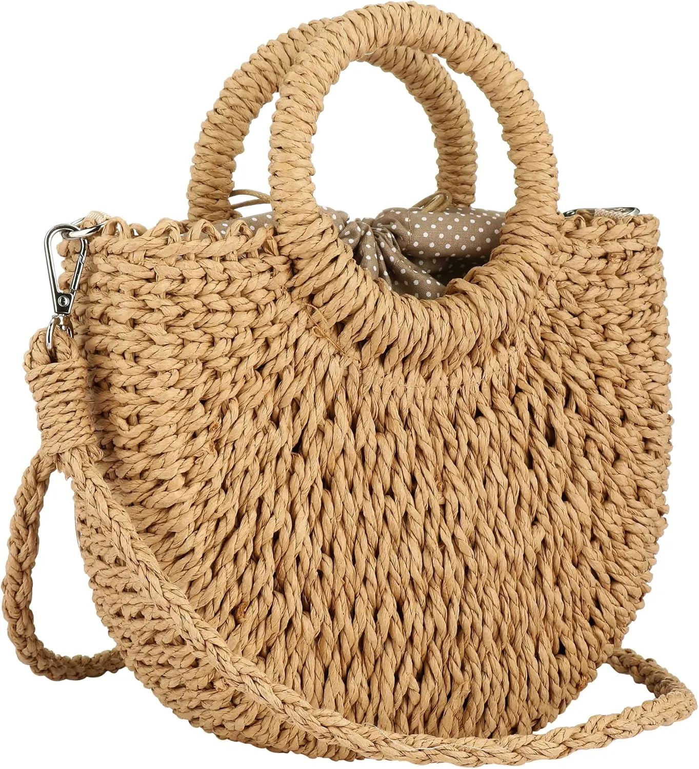 Rattan Handmade Straw Tote Handbag Beach Shoulder Bag Summer Beach Rattan Bag Straw Bag