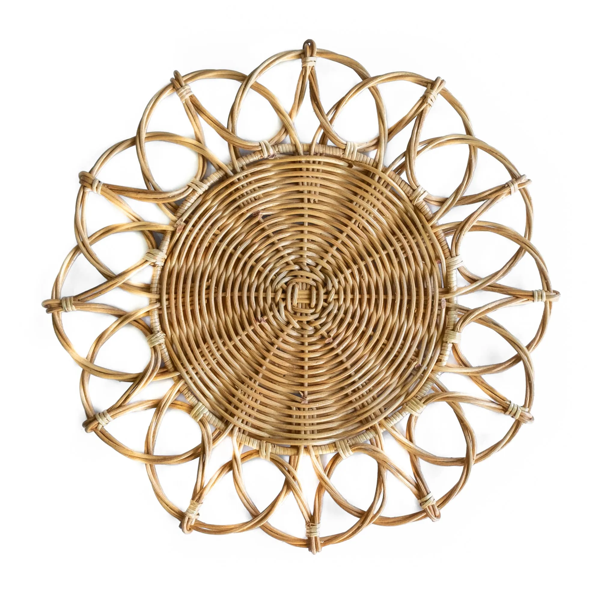 Rattan Placemat (Twist Flower) - Woven Wicker Straw Charger