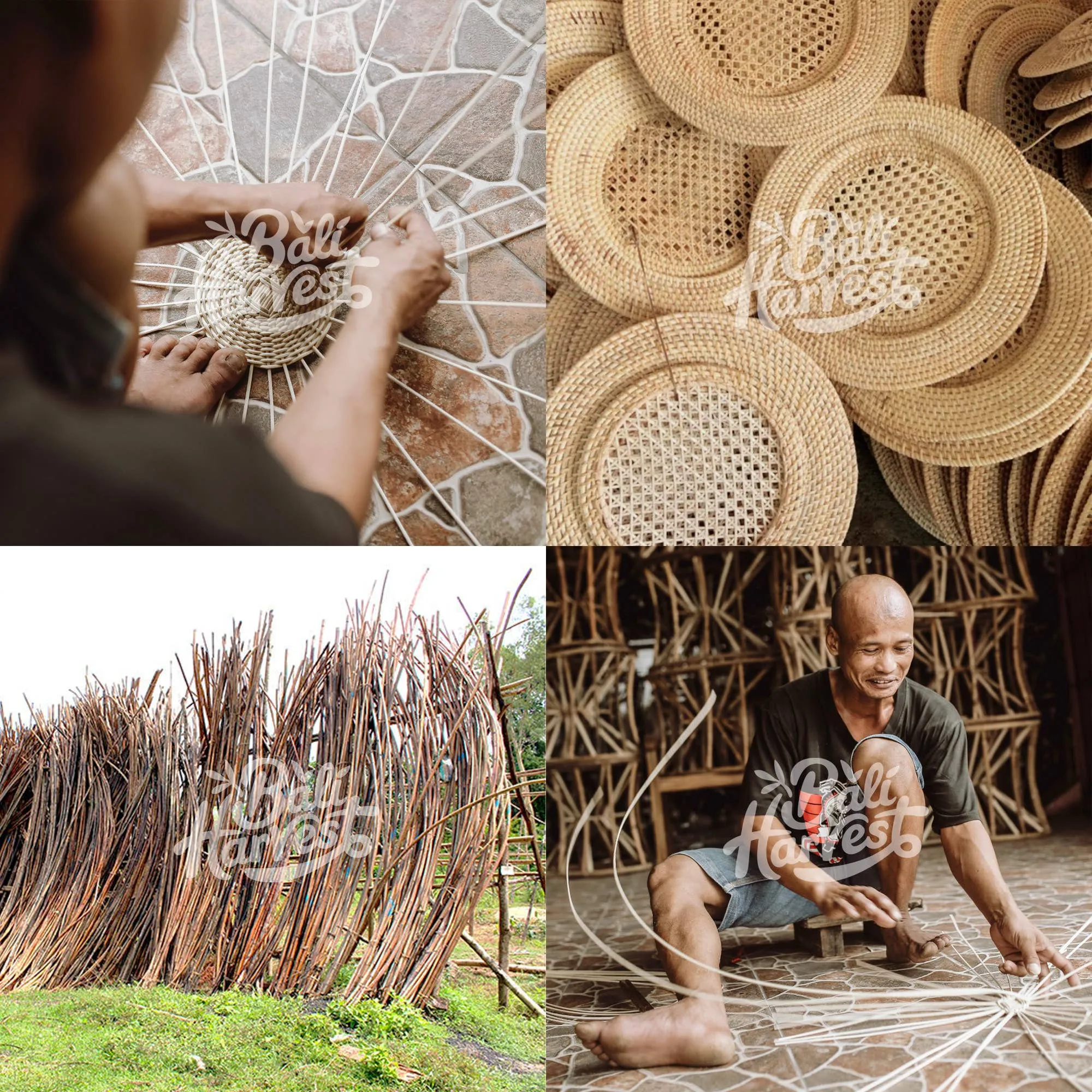 Rattan Placemat (Twist Flower) - Woven Wicker Straw Charger